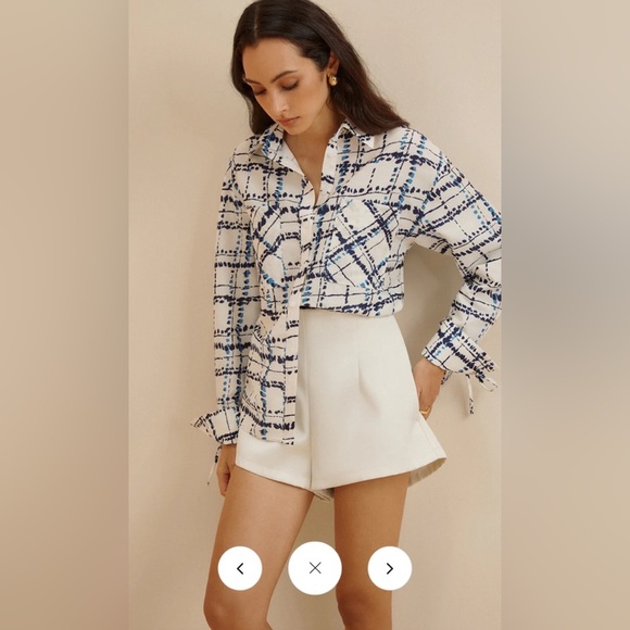 Commense - Oversized Lapel Plaid Printed Pockets Shirt - L - Picture 4 of 7